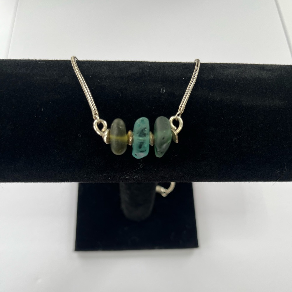 3 Stone Seaglass Handcrafted Necklace